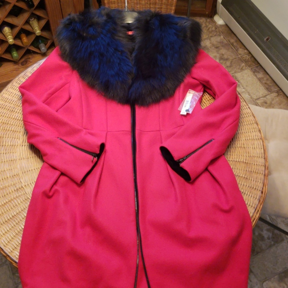 NWT! Alice + Olivia wool coat with fox fur collar - Picture 2 of 8